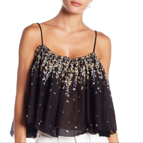 NWT Free People Instant Crush Camisole Floral Tank Black Gold Size Small - Picture 2 of 10